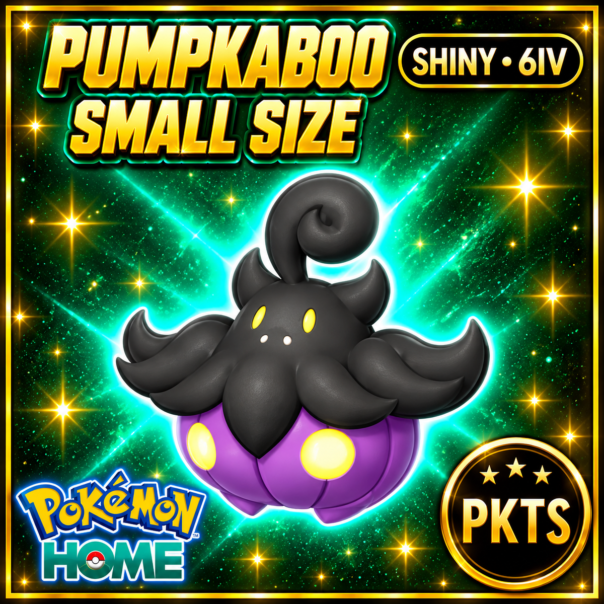 Shiny Pumpkaboo Small Size Pokémon HOME 6IV Competitive Battle Ready - Image 1