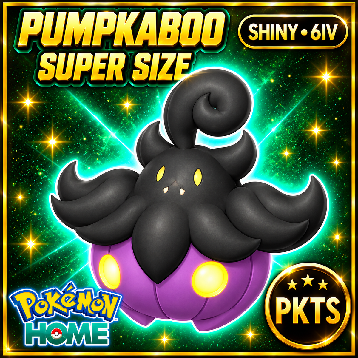 Shiny Pumpkaboo Super Size Pokémon HOME 6IV Competitive Battle Ready - Image 1