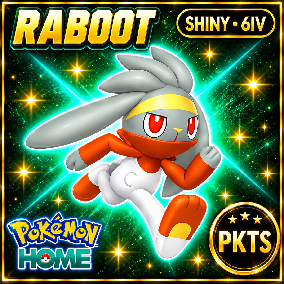 Shiny Raboot Pokémon HOME 6IV Competitive Battle Ready - Image 1