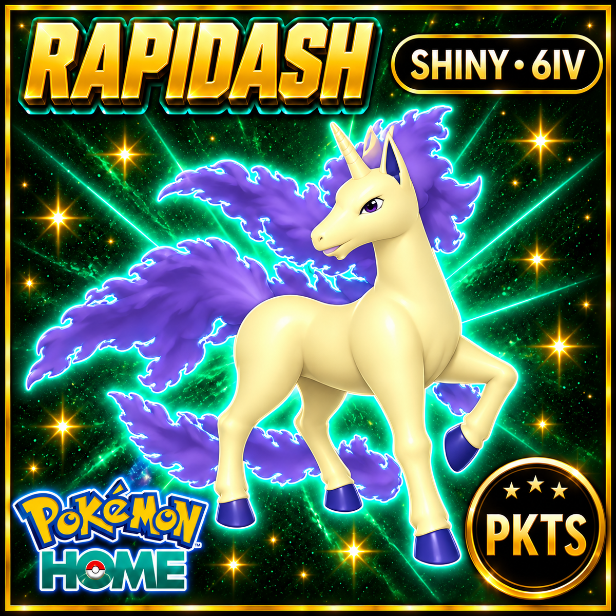 Shiny Rapidash Pokémon HOME 6IV Competitive Battle Ready - Image 1