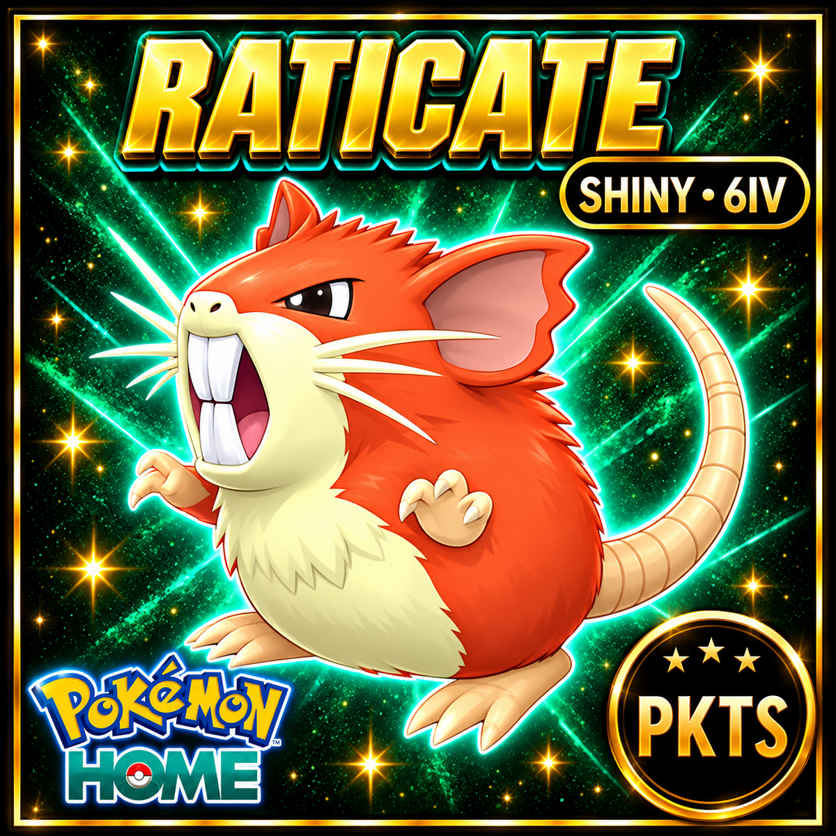 Shiny Raticate Pokémon HOME 6IV Competitive Battle Ready - Image 1
