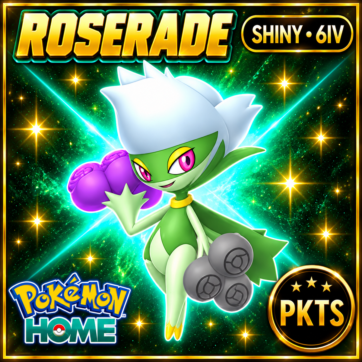 Shiny Roserade Pokémon HOME 6IV Competitive Battle Ready - Image 1