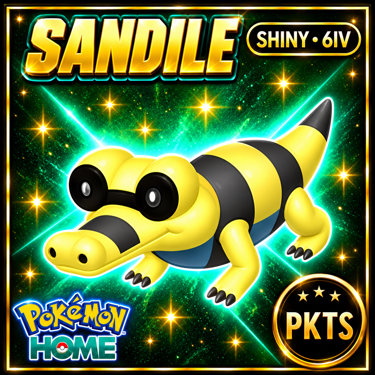 Shiny Sandile Pokémon HOME 6IV Competitive Battle Ready - Image 1