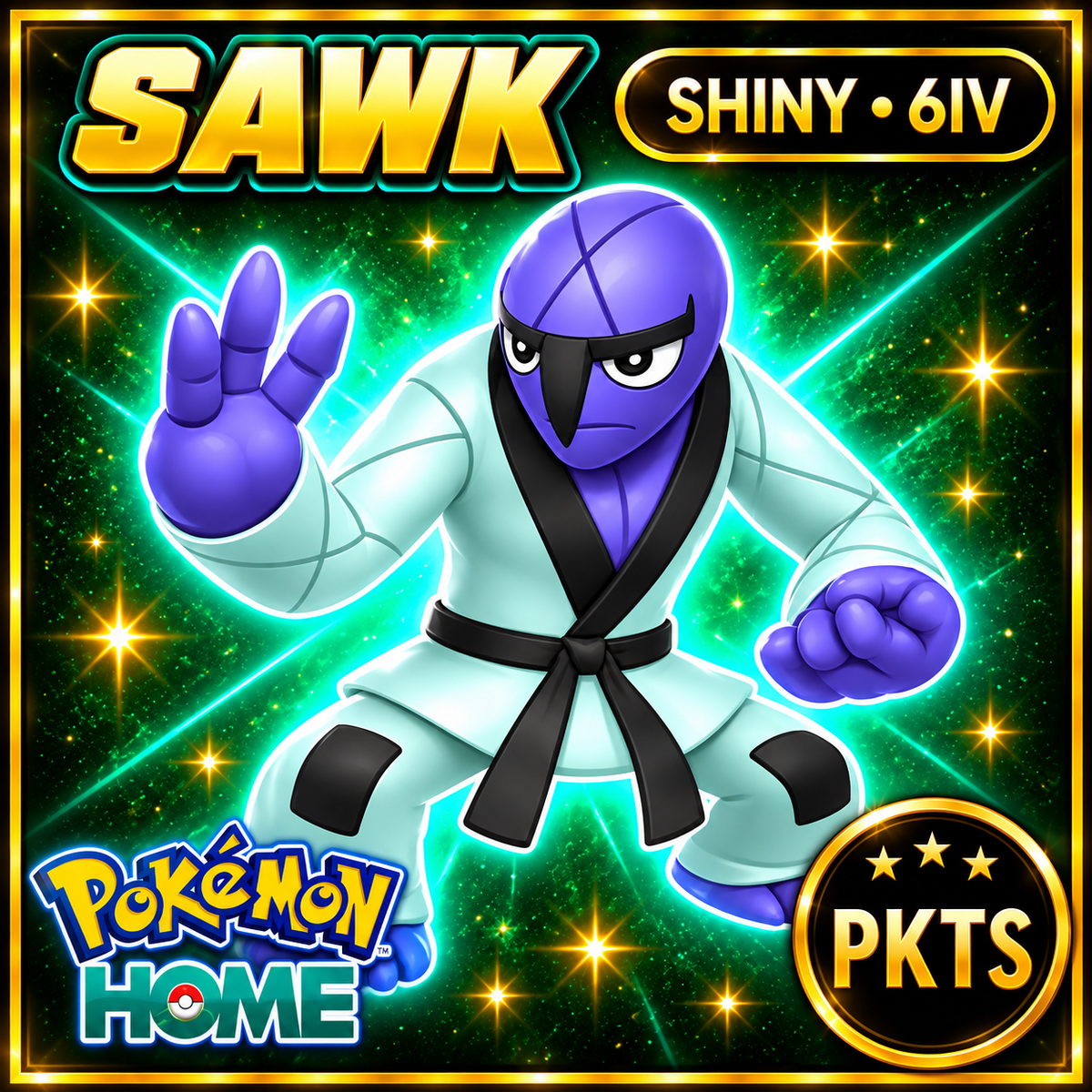 Shiny Sawk Pokémon HOME 6IV Competitive Battle Ready - Image 1
