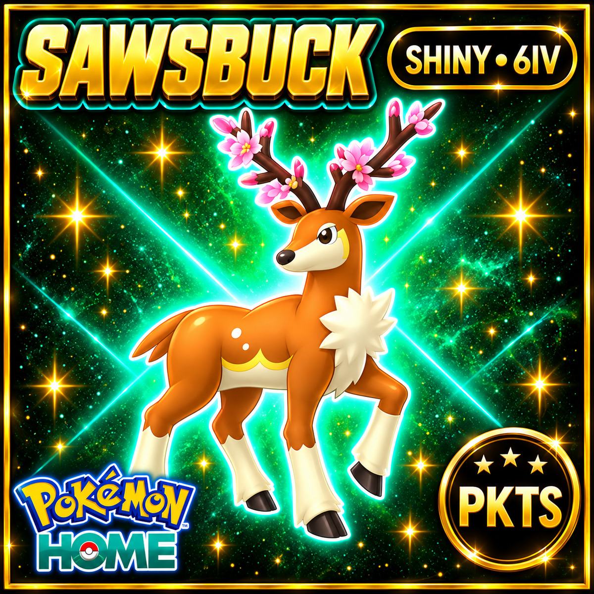Shiny Sawsbuck Pokémon HOME 6IV Competitive Battle Ready - Image 1