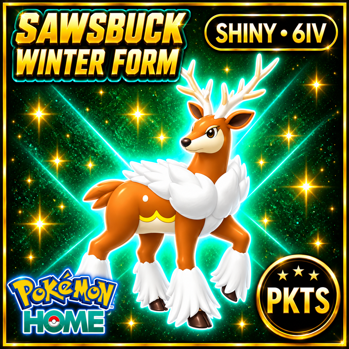Shiny Sawsbuck Winter Form Pokémon HOME 6IV Competitive Battle Ready - Image 1