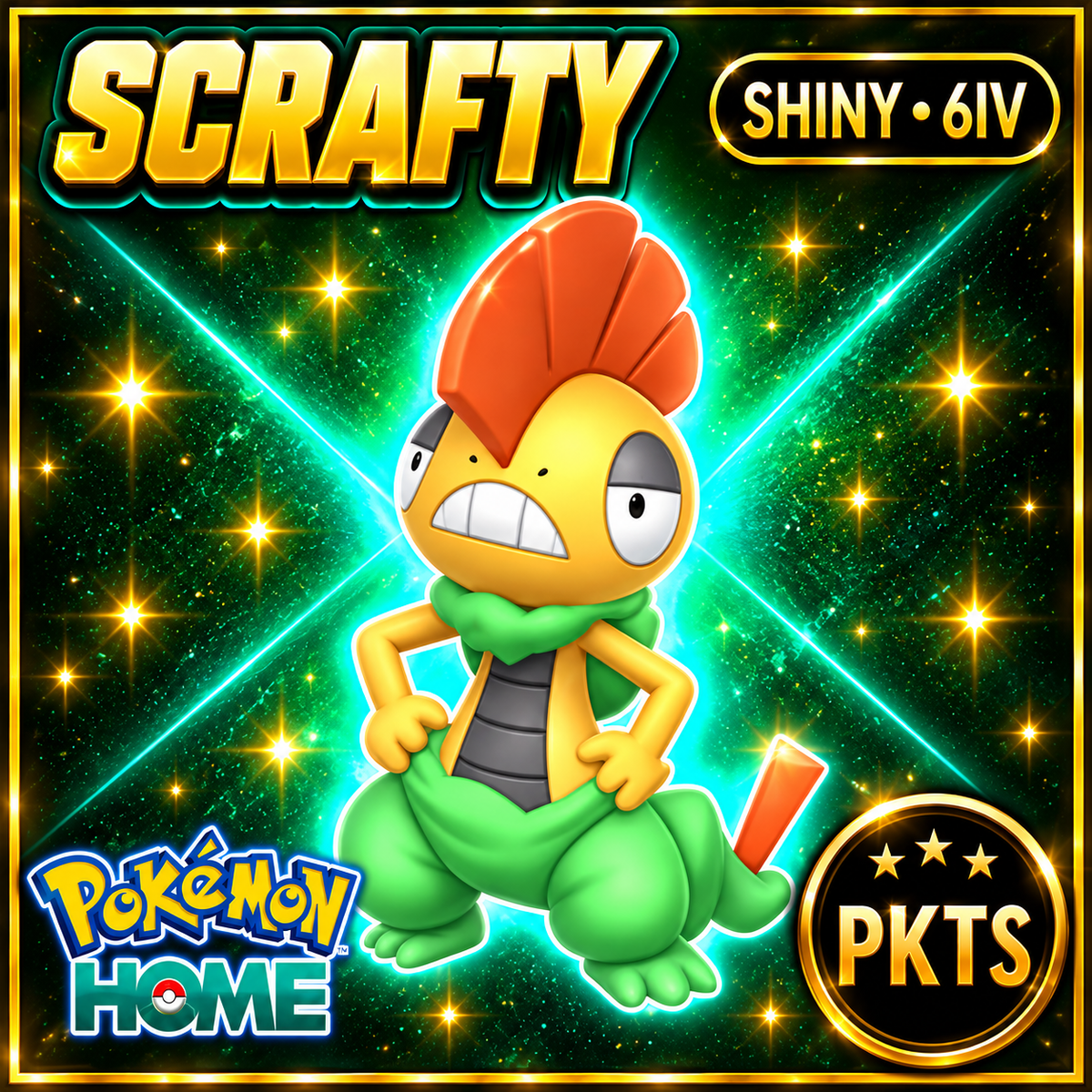 Shiny Scrafty Pokémon HOME 6IV Competitive Battle Ready - Image 1