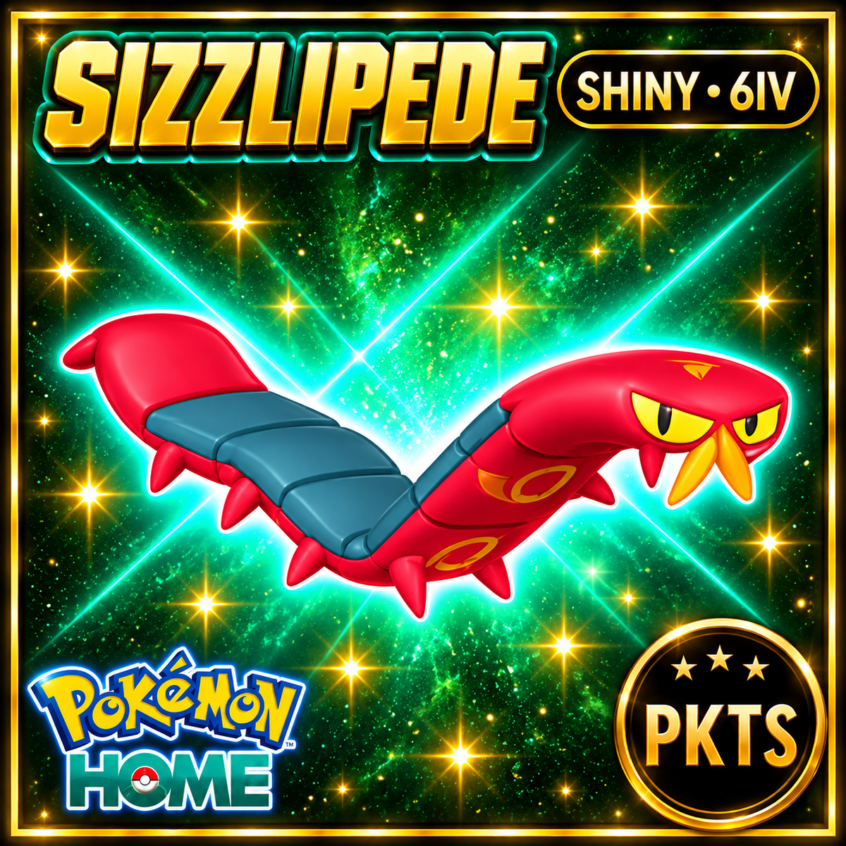 Shiny Sizzlipede Pokémon HOME 6IV Competitive Battle Ready - Image 1