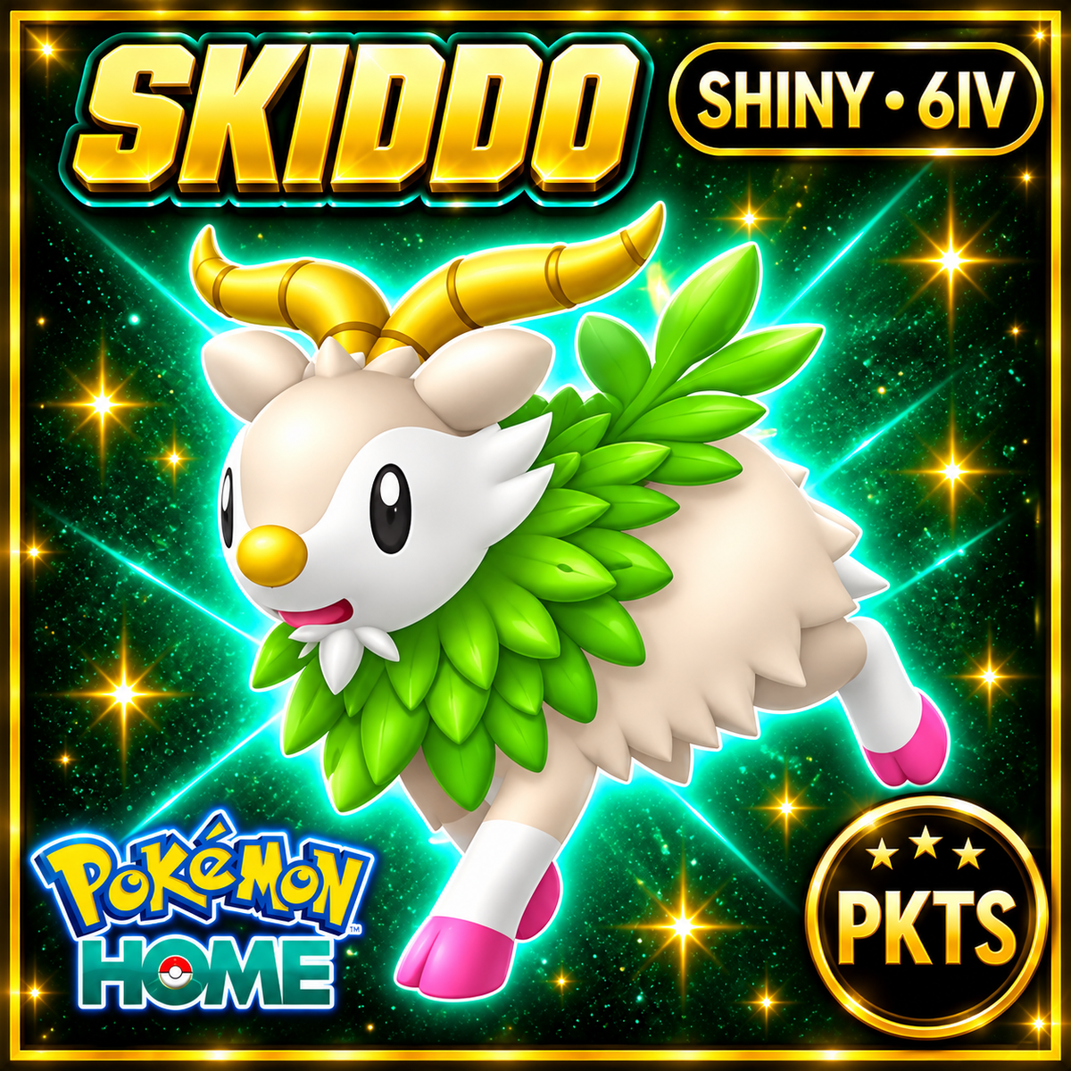 Shiny Skiddo Pokémon HOME 6IV Competitive Battle Ready - Image 1