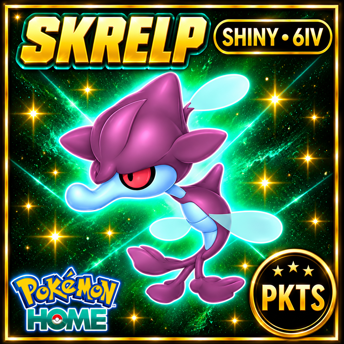 Shiny Skrelp Pokémon HOME 6IV Competitive Battle Ready - Image 1
