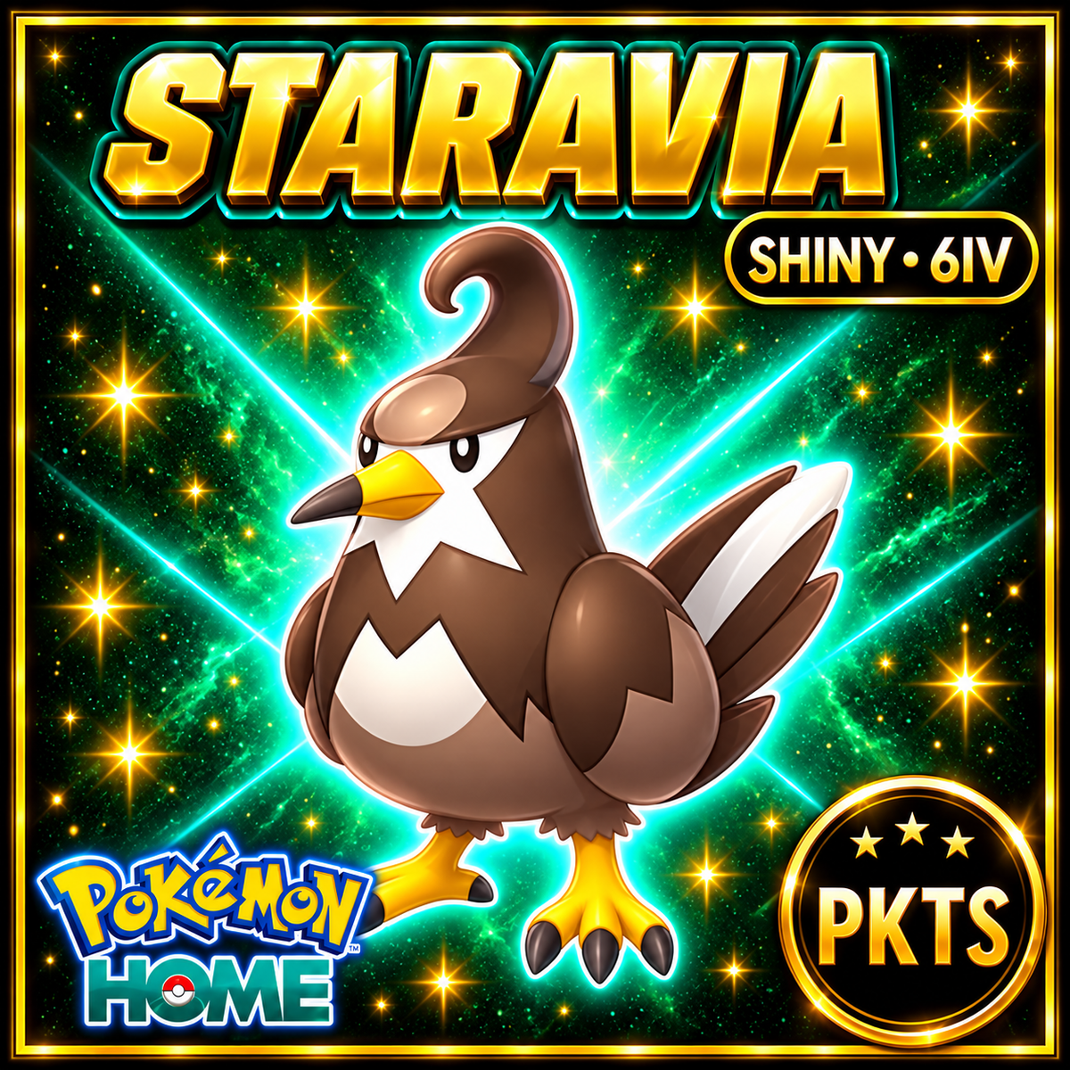 Shiny Staravia Pokémon HOME 6IV Competitive Battle Ready - Image 1