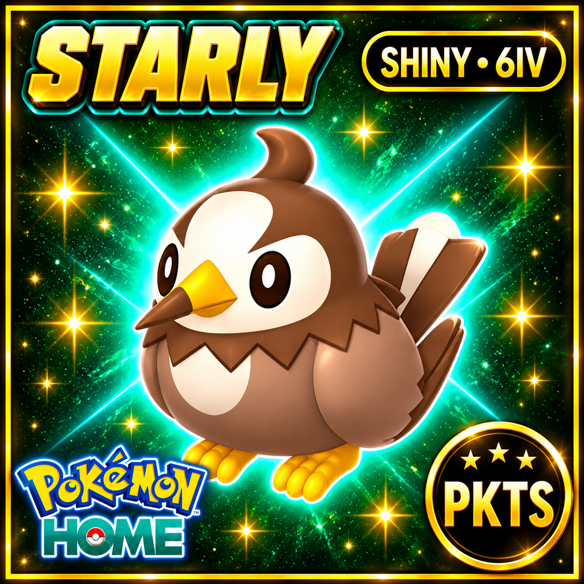 Shiny Starly Pokémon HOME 6IV Competitive Battle Ready - Image 1