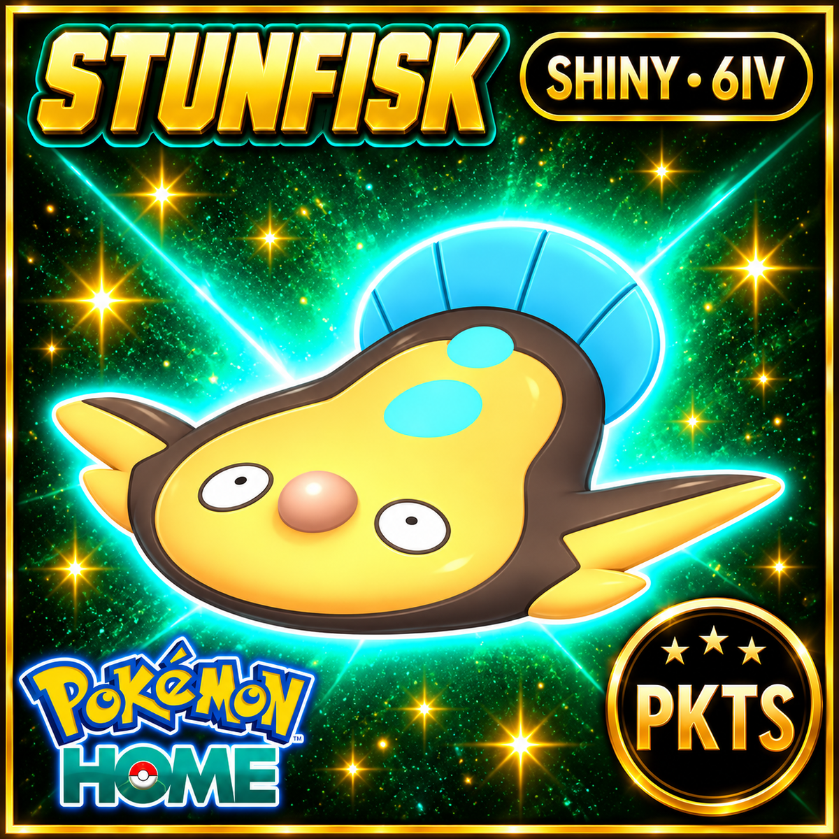 Shiny Stunfisk Pokémon HOME 6IV Competitive Battle Ready - Image 1