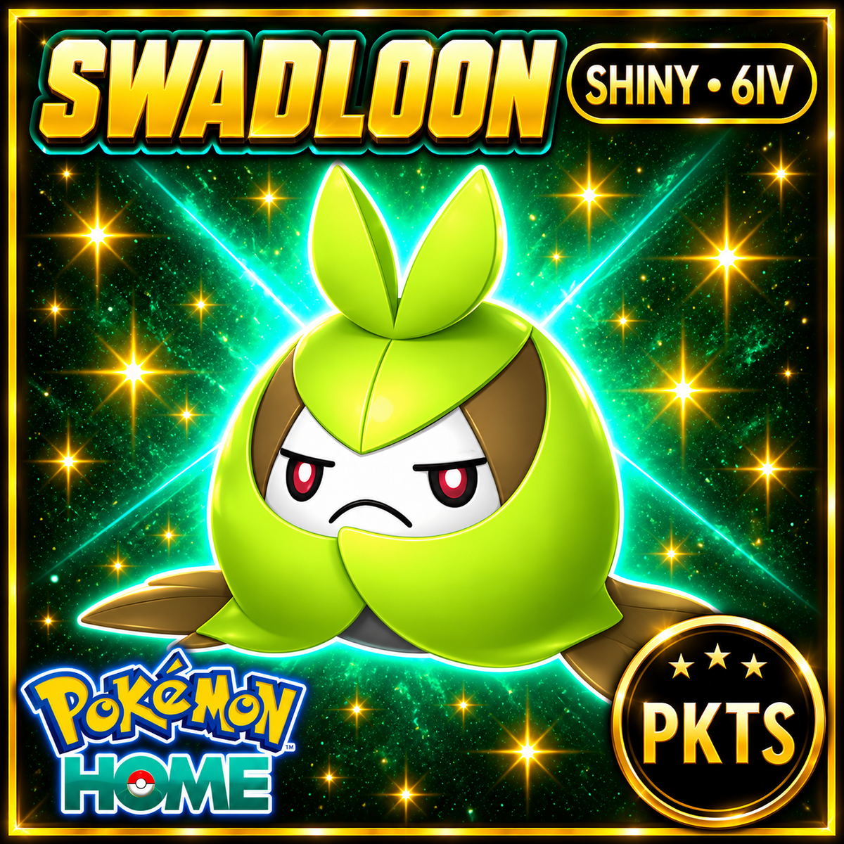 Shiny Swadloon Pokémon HOME 6IV Competitive Battle Ready - Image 1