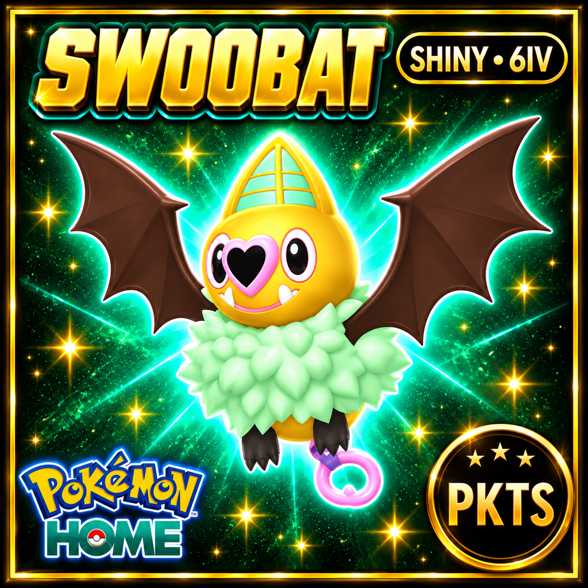 Shiny Swoobat Pokémon HOME 6IV Competitive Battle Ready - Image 1