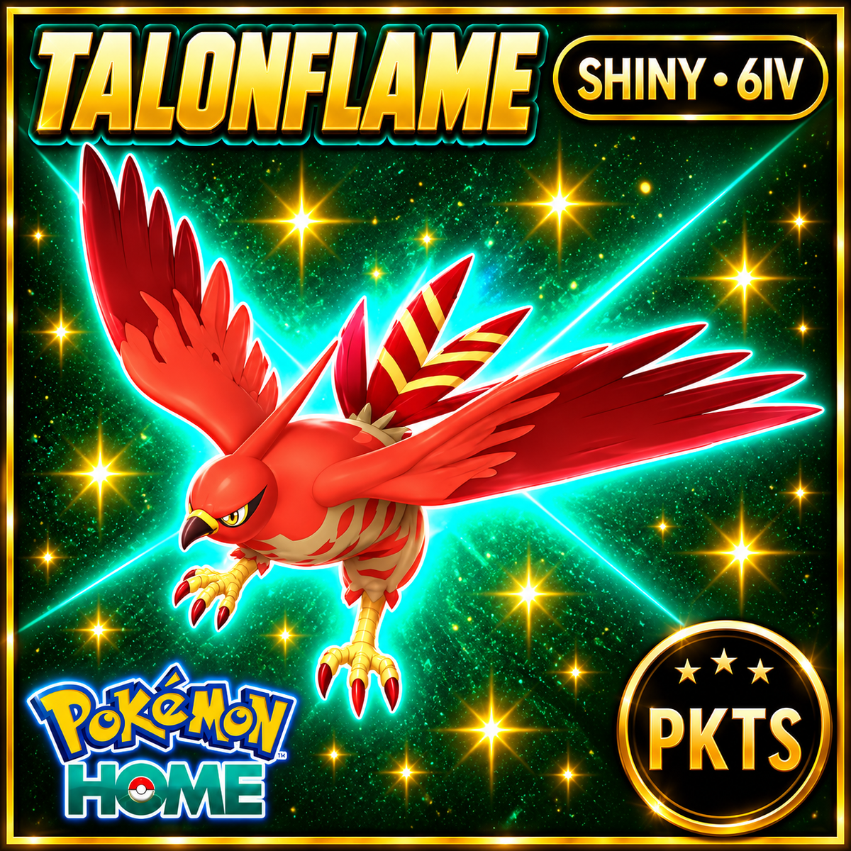 Shiny Talonflame Pokémon HOME 6IV Competitive Battle Ready - Image 1