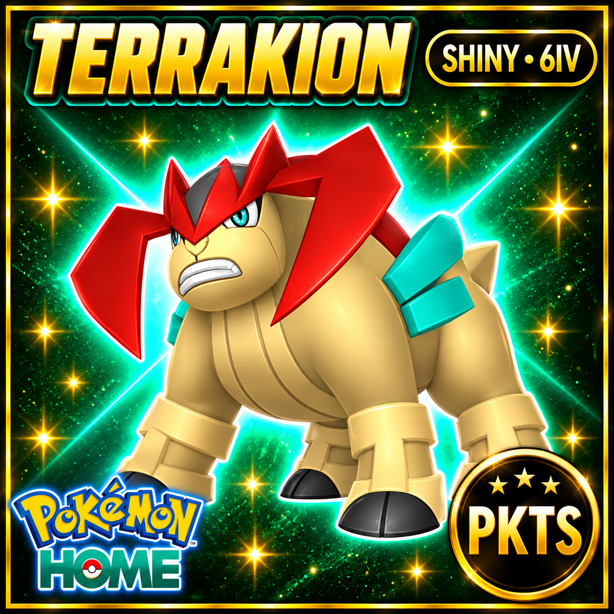 Shiny Terrakion Pokémon HOME 6IV Competitive Battle Ready - Image 1