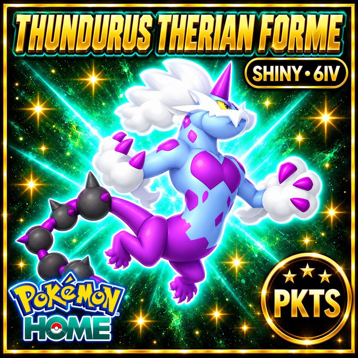 Shiny Thundurus Therian Forme Pokémon HOME 6IV Competitive Battle Ready - Image 1