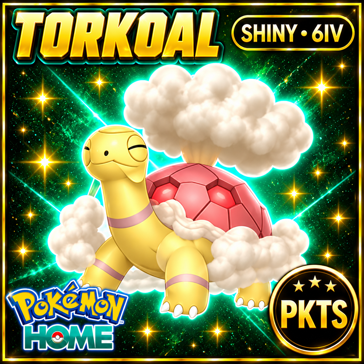 Shiny Torkoal Pokémon HOME 6IV Competitive Battle Ready - Image 1