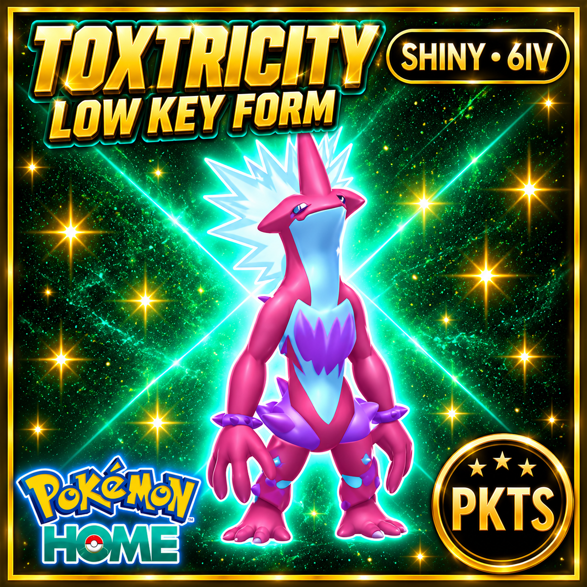 Shiny Toxtricity Low Key Form Pokémon HOME 6IV Competitive Battle Ready - Image 1