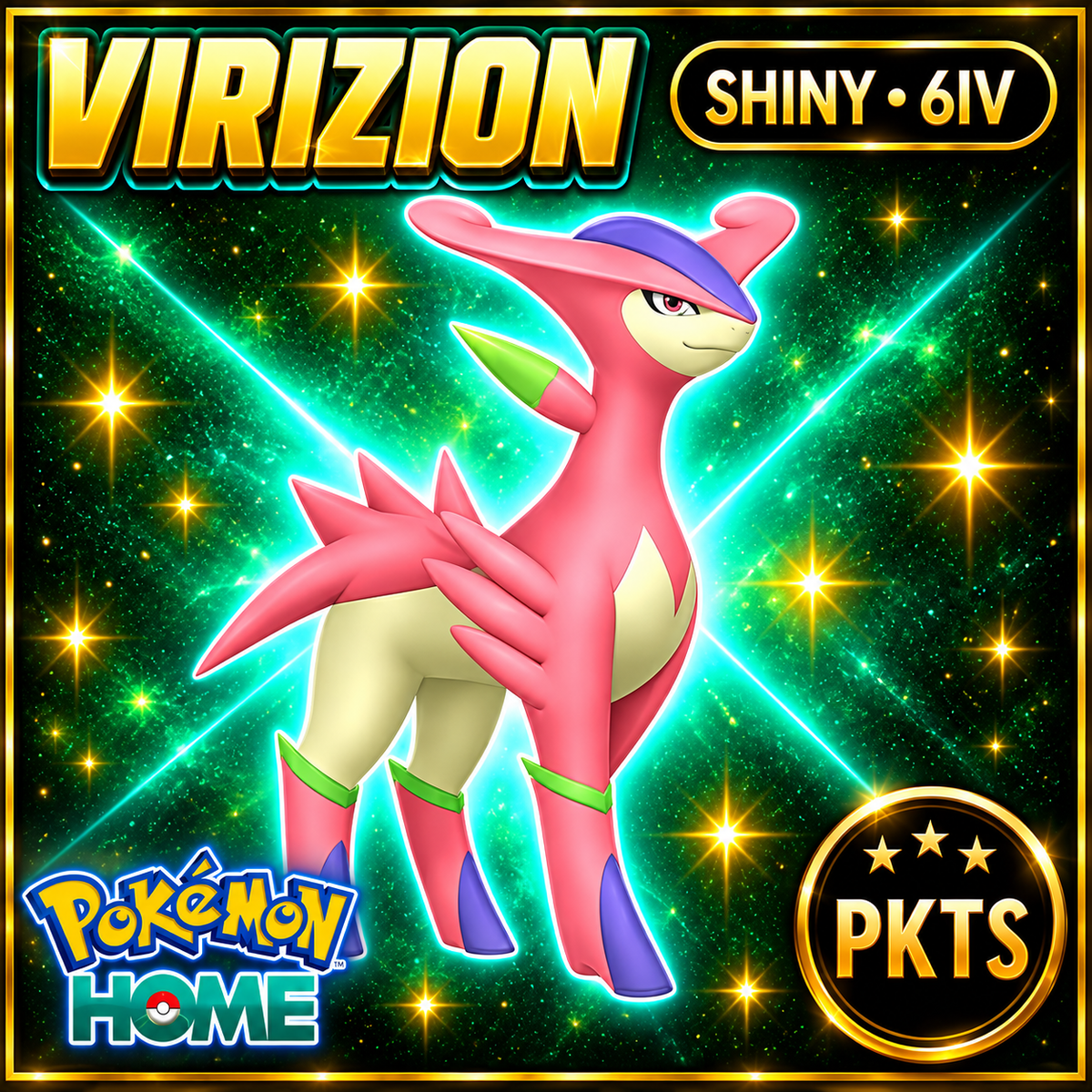 Shiny Virizion Pokémon HOME 6IV Competitive Battle Ready - Image 1