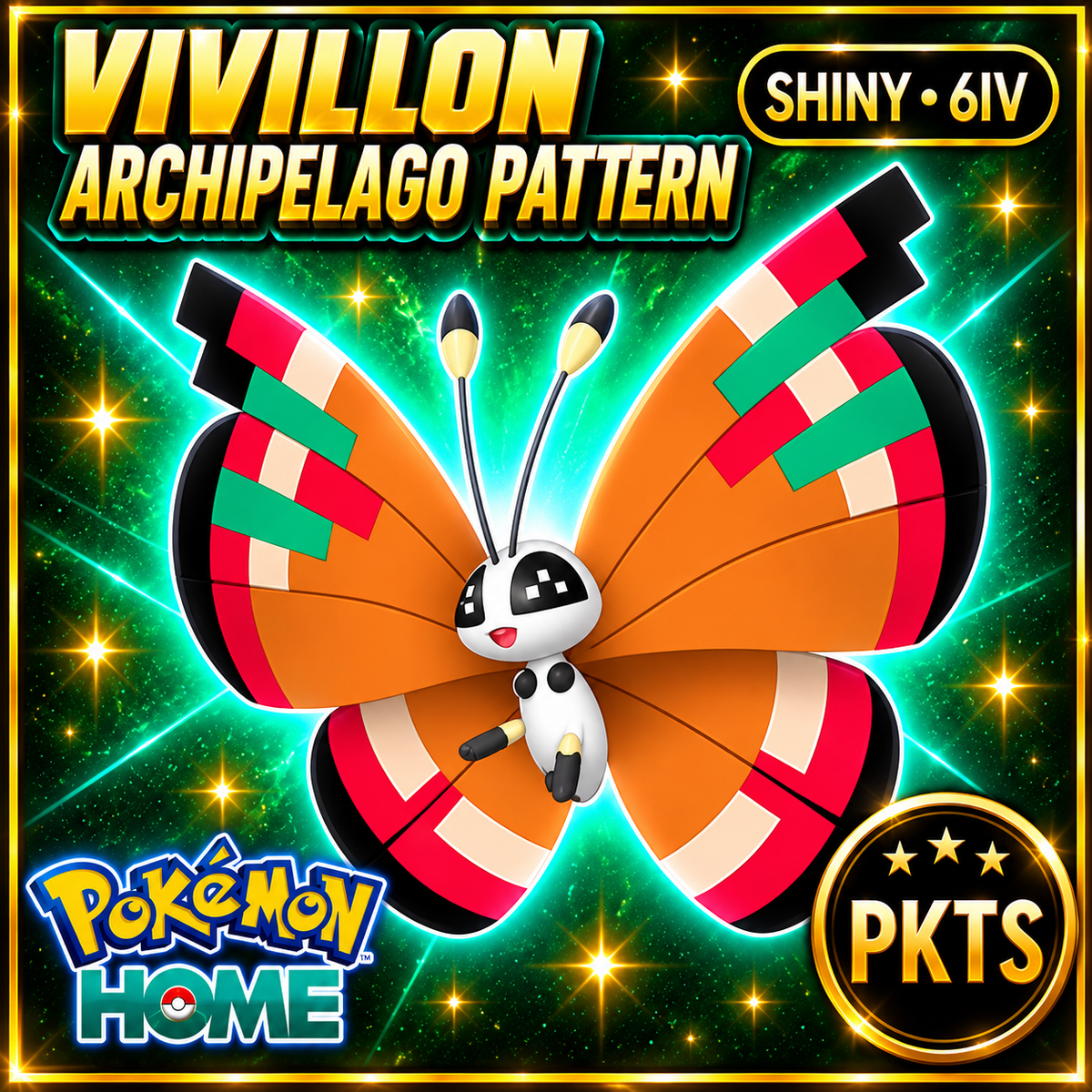 Shiny Vivillon Archipelago Pattern Pokémon HOME 6IV Competitive Battle Ready - Image 1