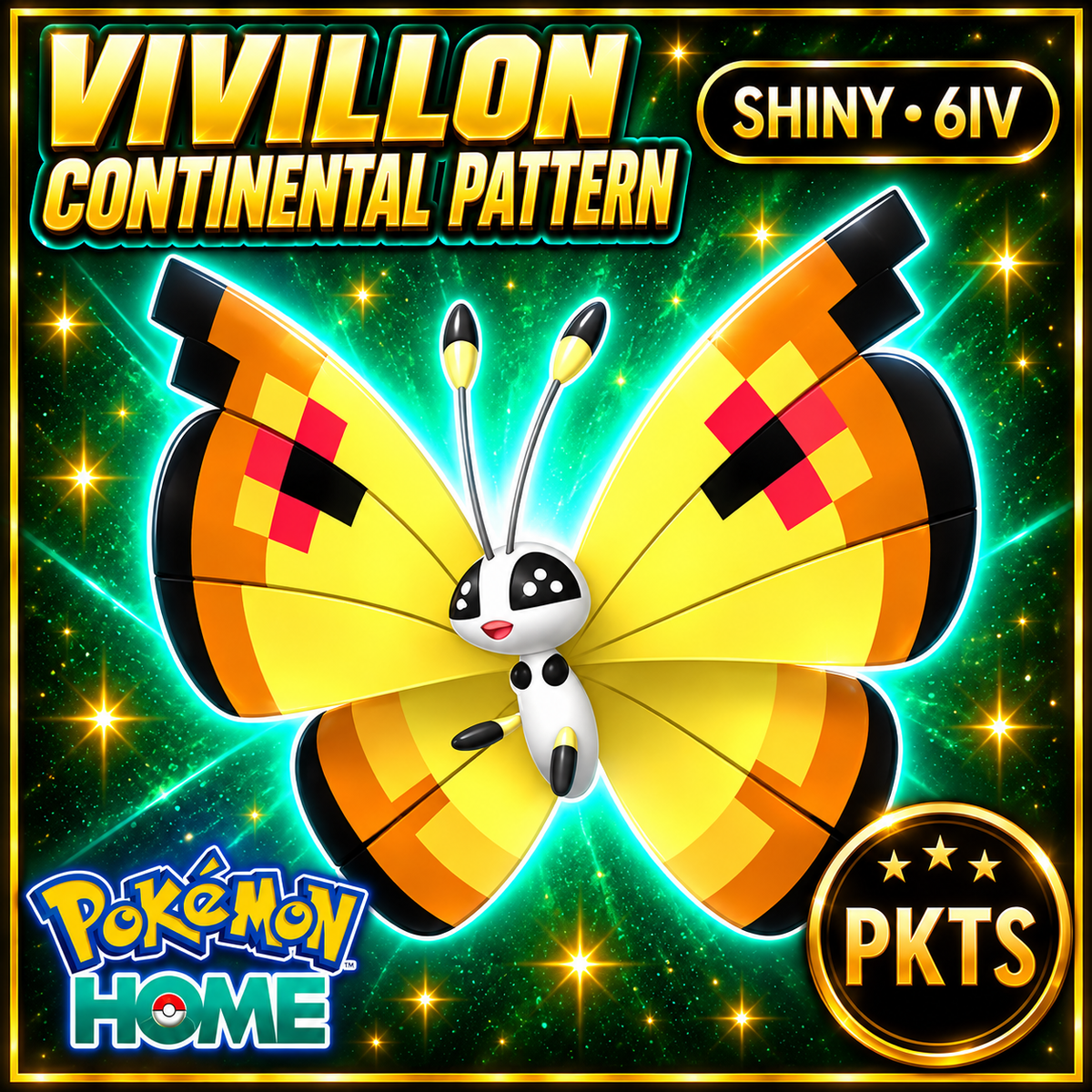 Shiny Vivillon Continental Pattern Pokémon HOME 6IV Competitive Battle Ready - Image 1