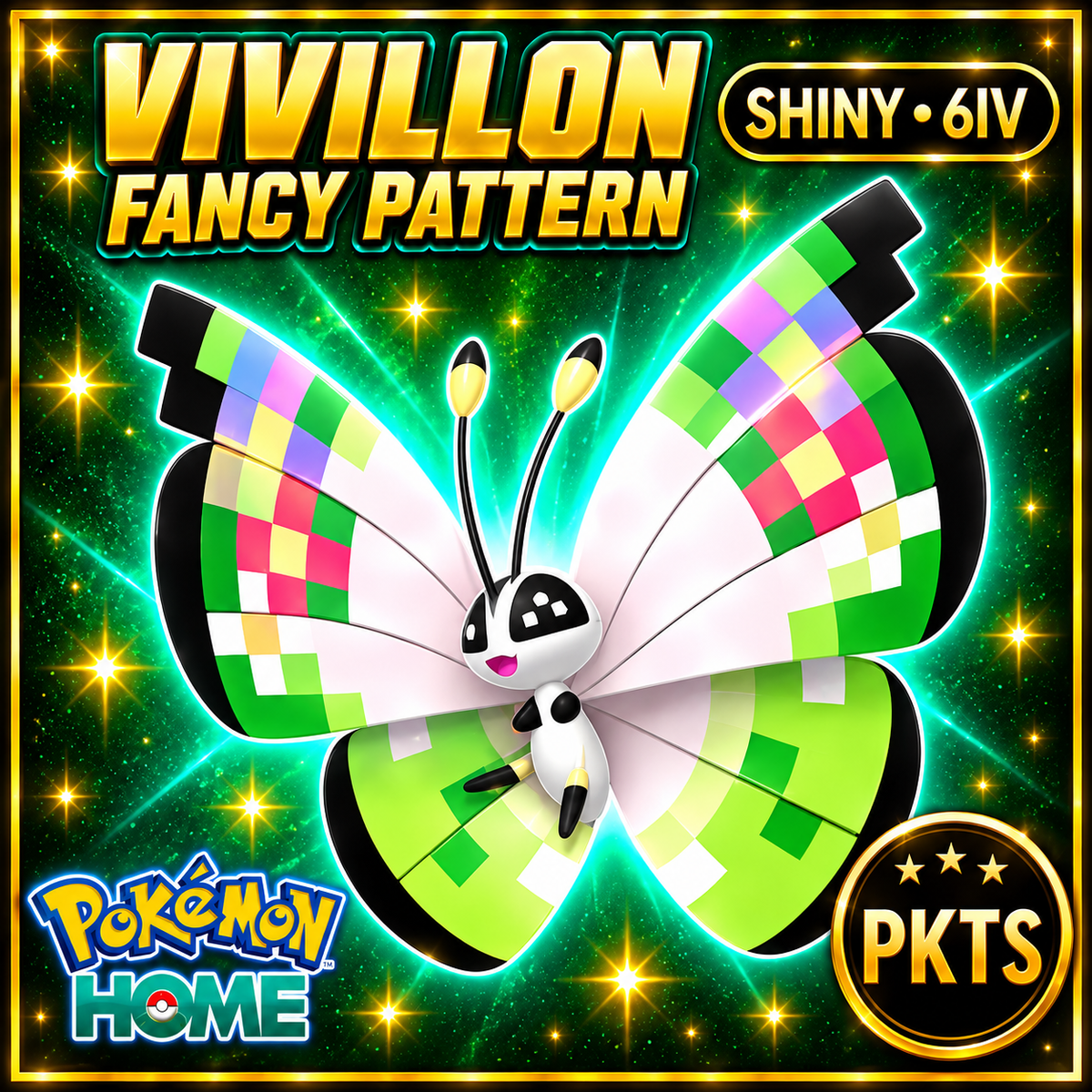 Shiny Vivillon Fancy Pattern Pokémon HOME 6IV Competitive Battle Ready - Image 1