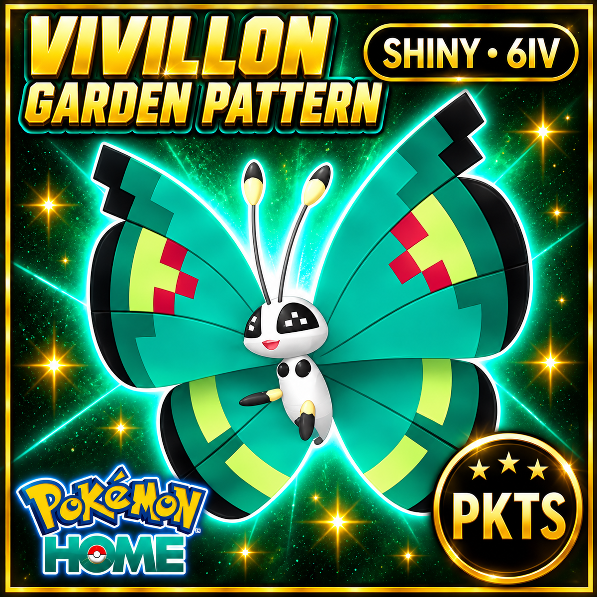 Shiny Vivillon Garden Pattern Pokémon HOME 6IV Competitive Battle Ready - Image 1