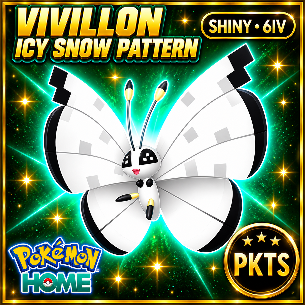 Shiny Vivillon Icy Snow Pattern Pokémon HOME 6IV Competitive Battle Ready - Image 1