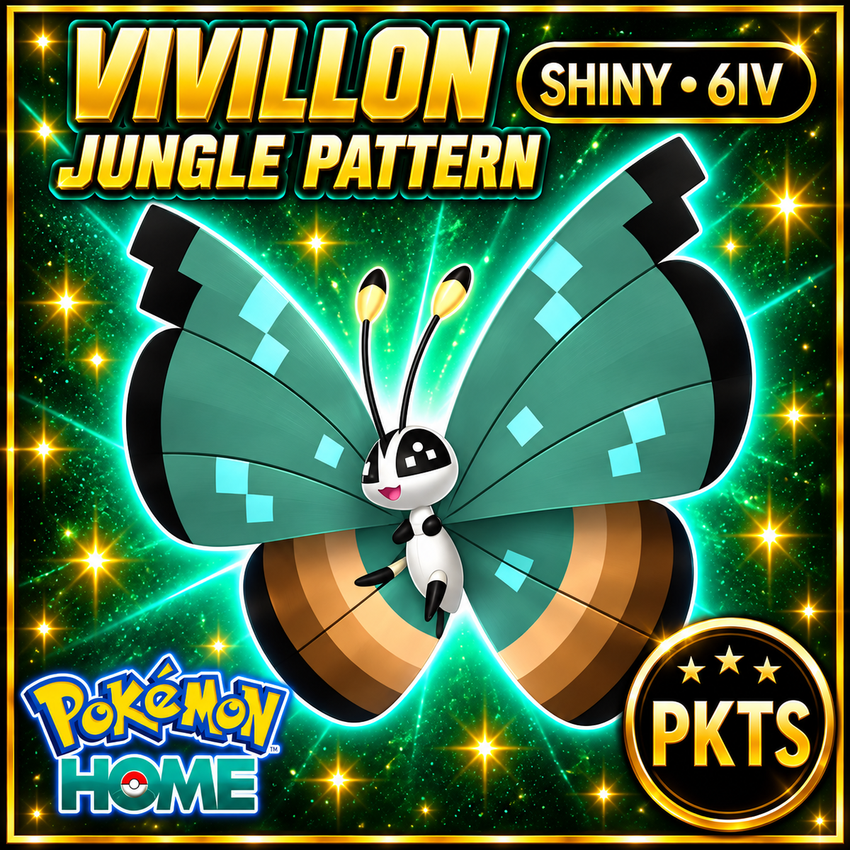 Shiny Vivillon Jungle Pattern Pokémon HOME 6IV Competitive Battle Ready - Image 1
