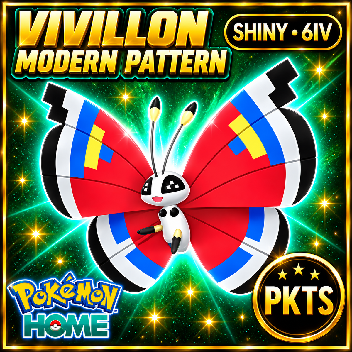 Shiny Vivillon Modern Pattern Pokémon HOME 6IV Competitive Battle Ready - Image 1