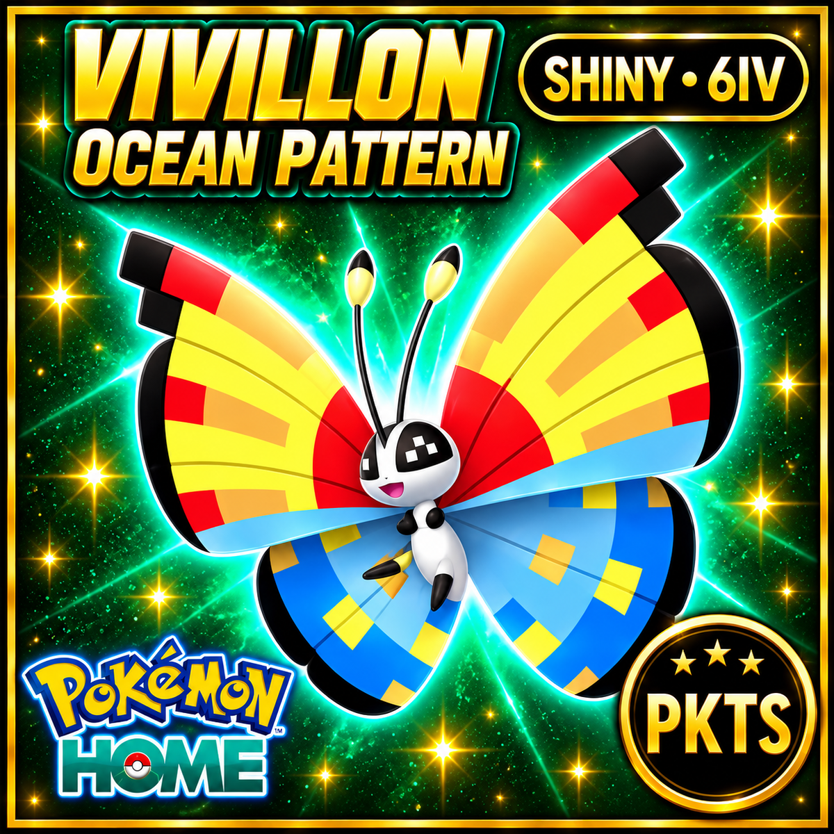 Shiny Vivillon Ocean Pattern Pokémon HOME 6IV Competitive Battle Ready - Image 1
