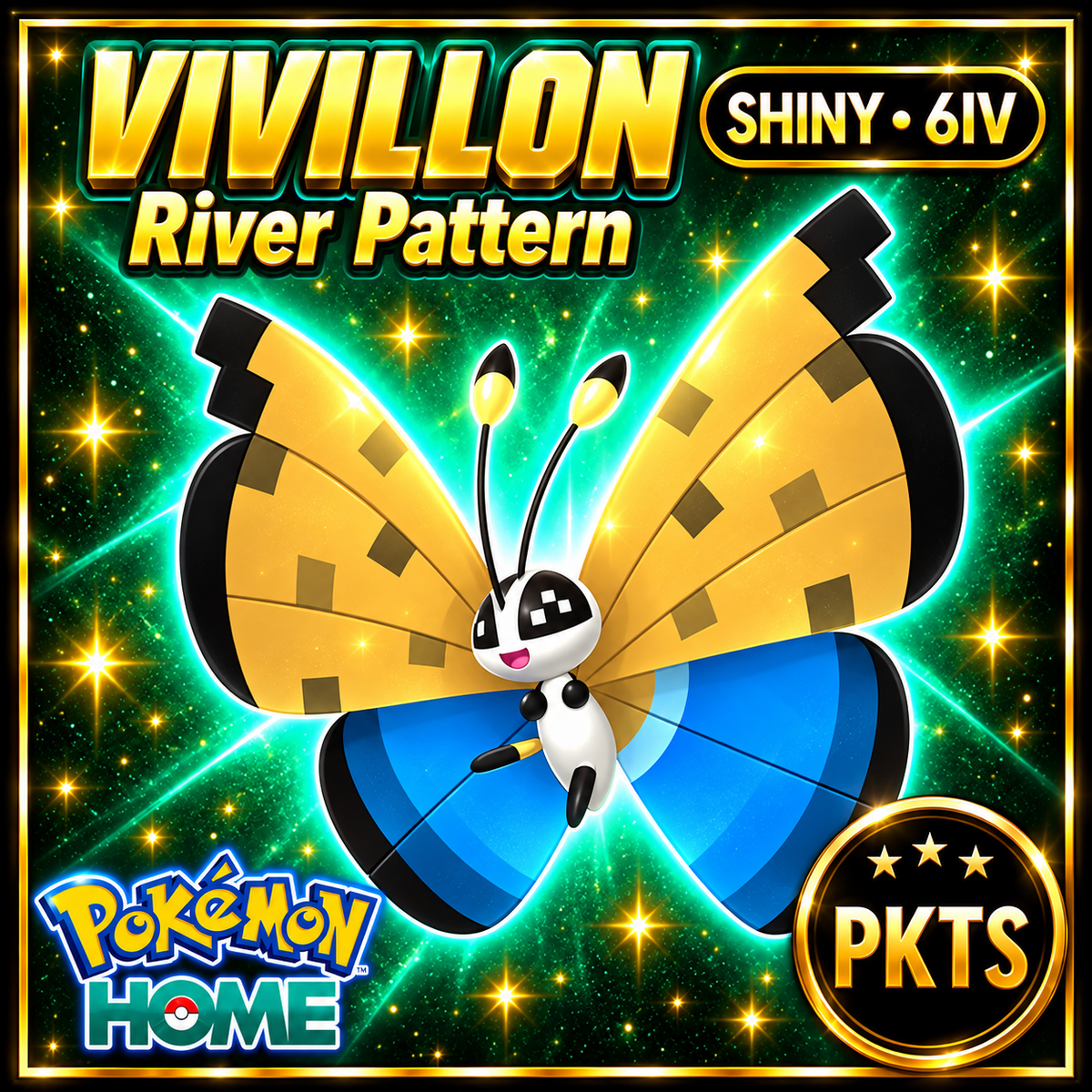 Shiny Vivillon River Pattern Pokémon HOME 6IV Competitive Battle Ready - Image 1