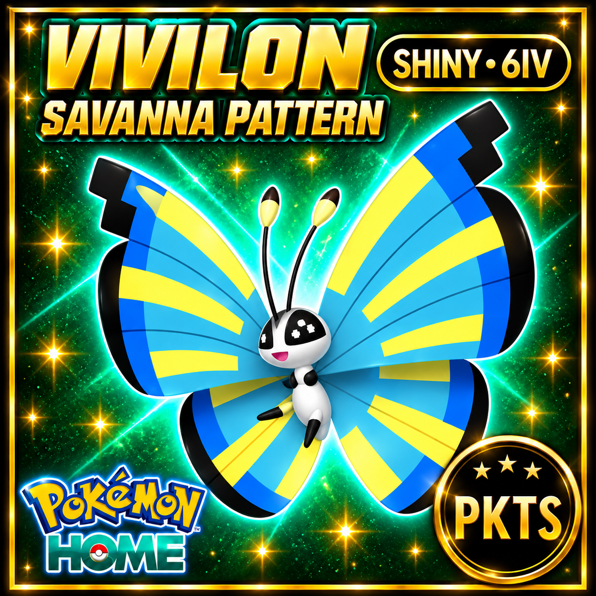 Shiny Vivillon Savanna Pattern Pokémon HOME 6IV Competitive Battle Ready - Image 1