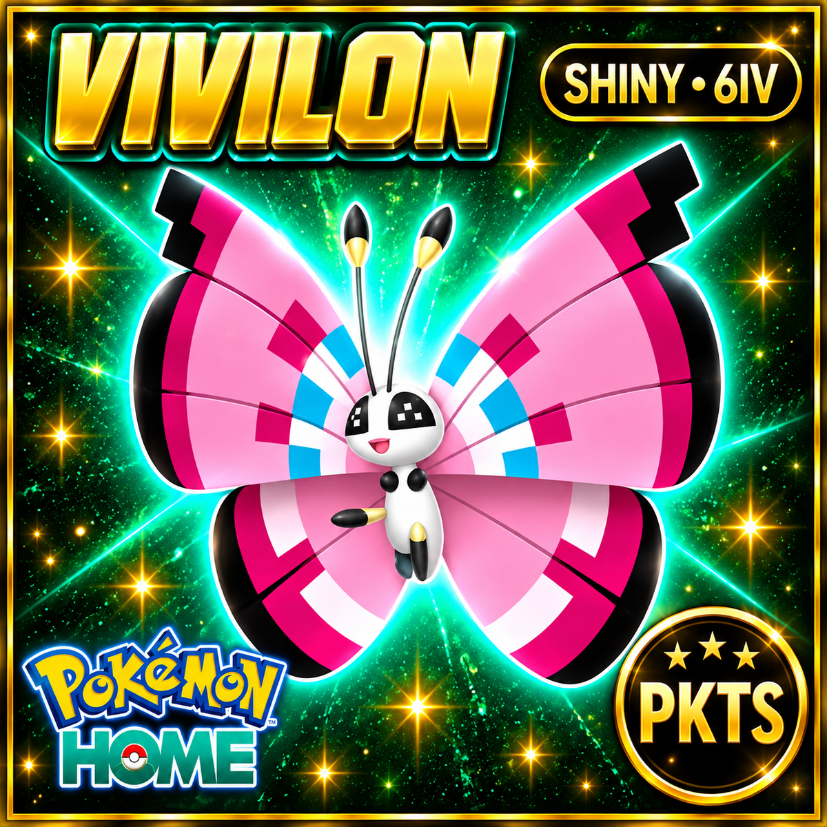 Shiny Vivillon Pokémon HOME 6IV Competitive Battle Ready - Image 1