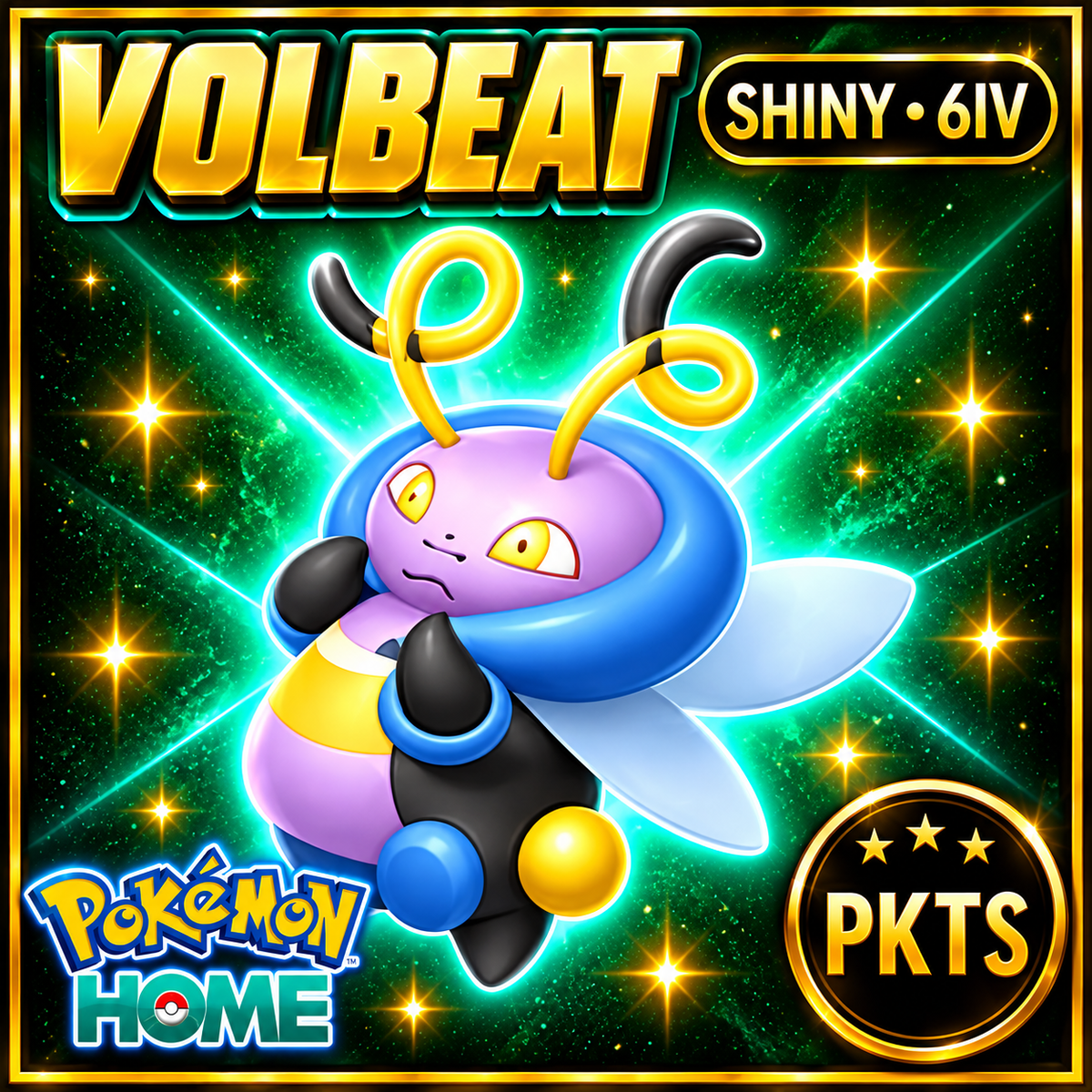 Shiny Volbeat Pokémon HOME 6IV Competitive Battle Ready - Image 1