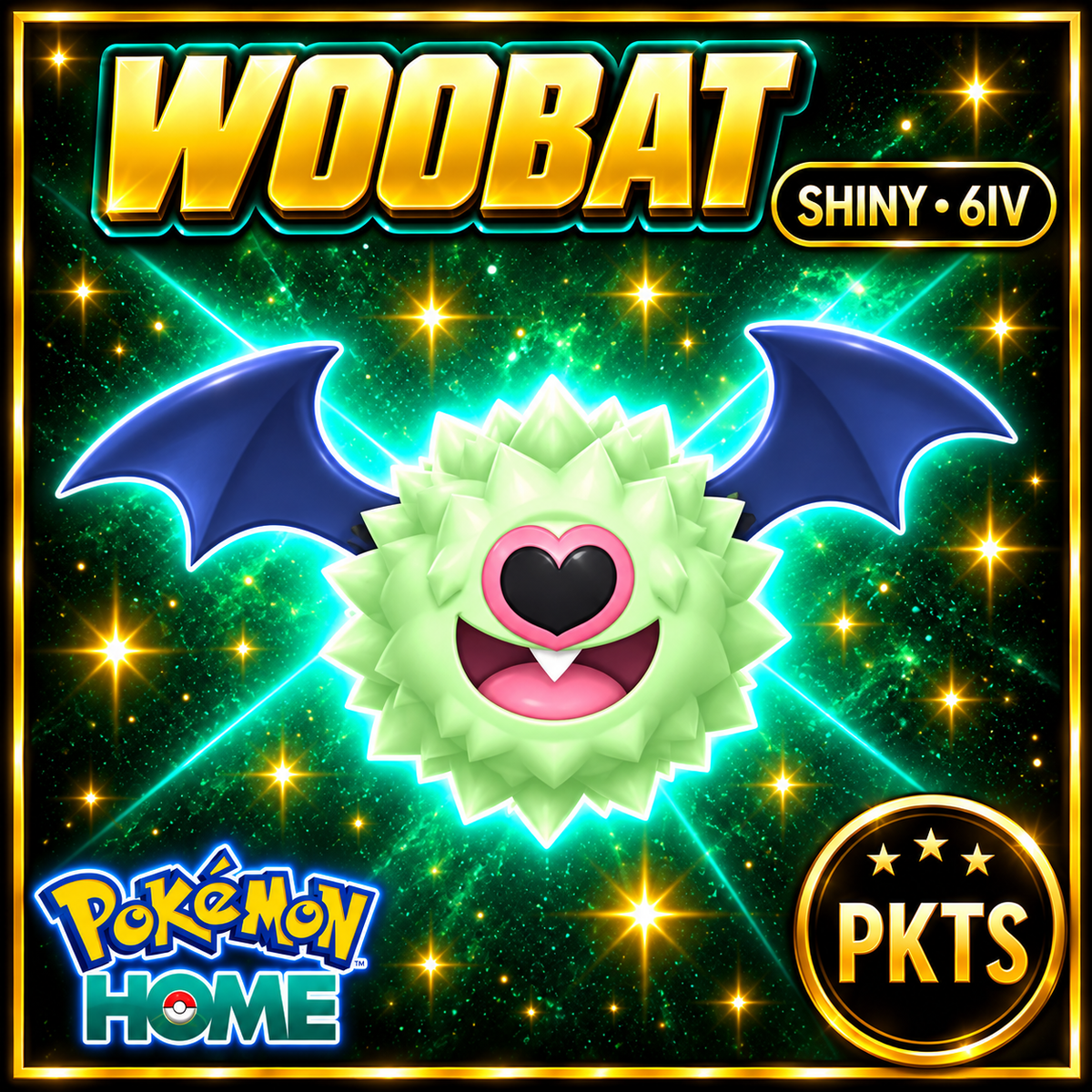 Shiny Woobat Pokémon HOME 6IV Competitive Battle Ready - Image 1