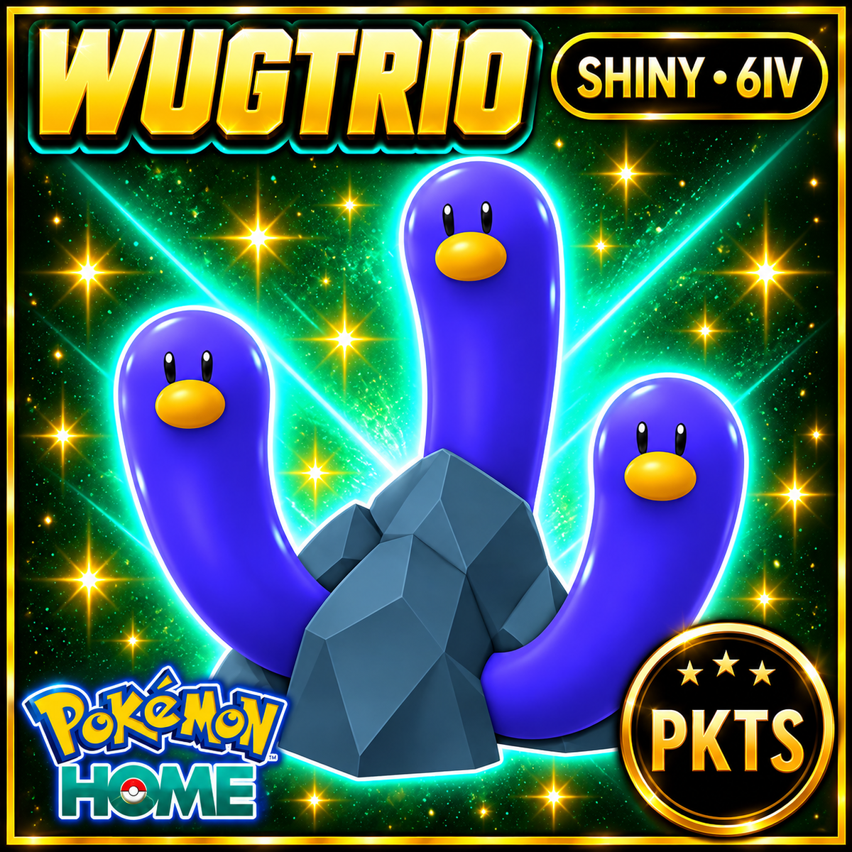 Shiny Wugtrio Pokémon HOME 6IV Competitive Battle Ready - Image 1
