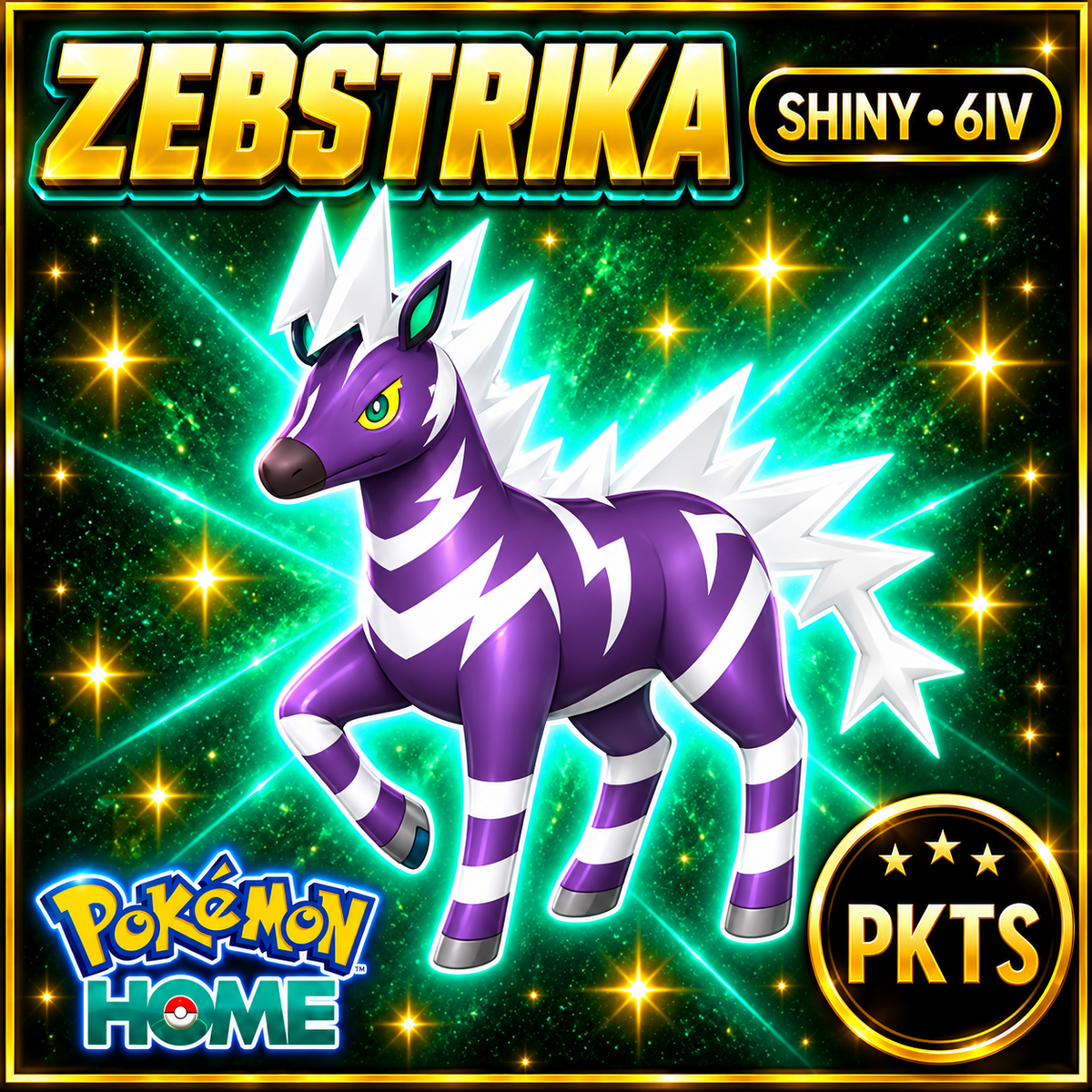 Shiny Zebstrika Pokémon HOME 6IV Competitive Battle Ready - Image 1