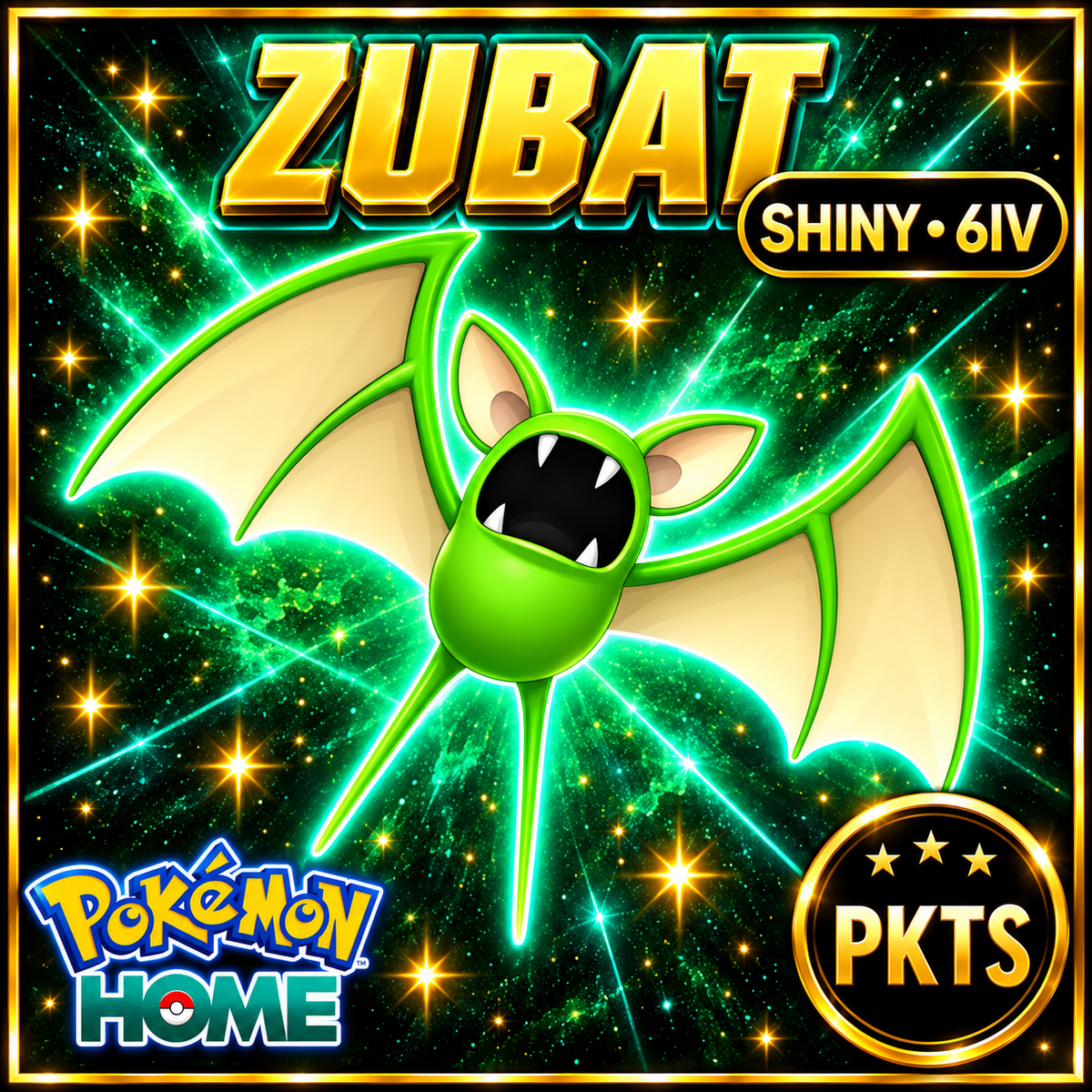 Shiny Zubat Pokémon HOME 6IV Competitive Battle Ready - Image 1