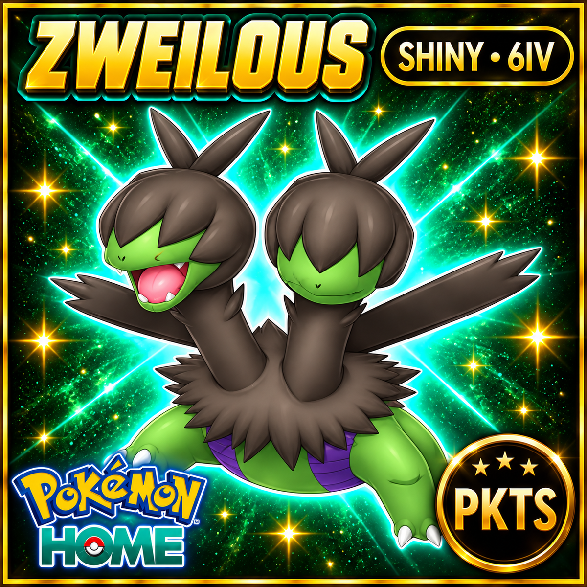 Shiny Zweilous Pokémon HOME 6IV Competitive Battle Ready - Image 1