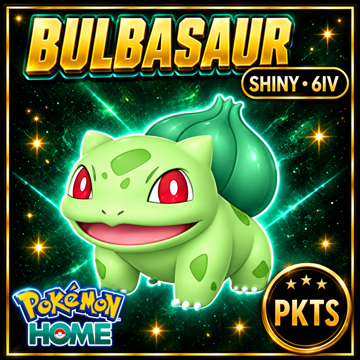 Shiny Bulbasaur Pokémon HOME 6IV Competitive Battle Ready - Image 1