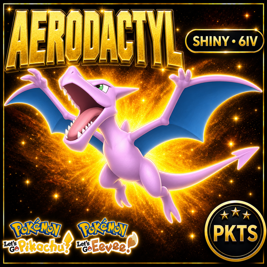 Shiny Aerodactyl 6IV — Pokémon Let’s Go Pikachu & Let’s Go Eevee — PKTS