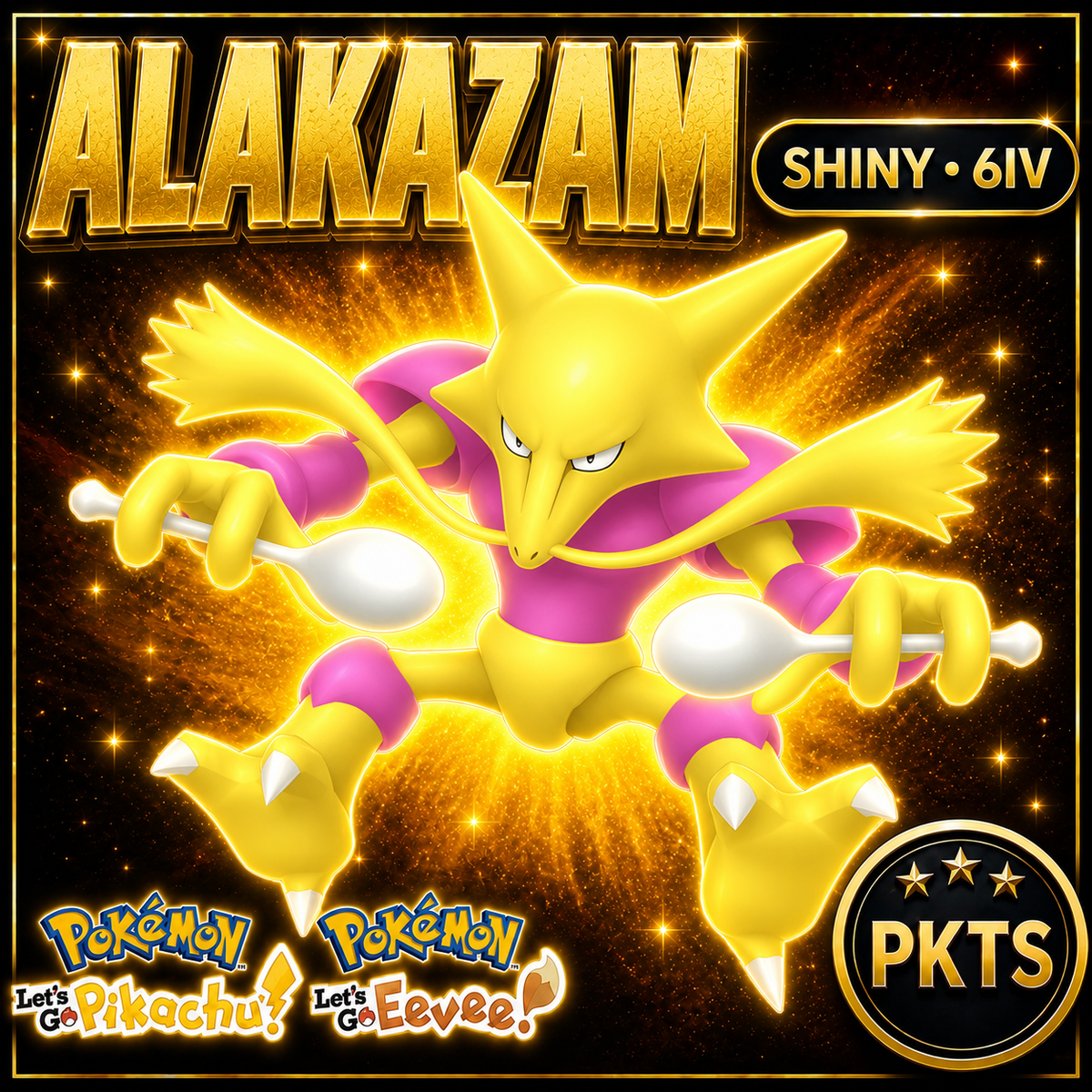 Shiny Alakazam 6IV — Pokémon Let’s Go Pikachu & Let’s Go Eevee — PKTS