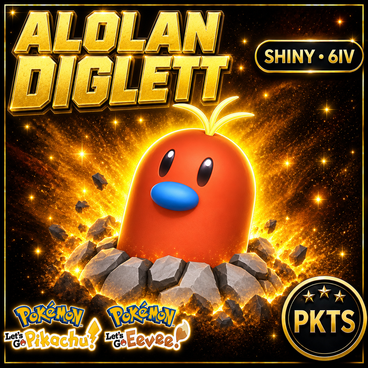 Shiny Alolan Diglett 6IV — Pokémon Let’s Go Pikachu & Let’s Go Eevee — PKTS