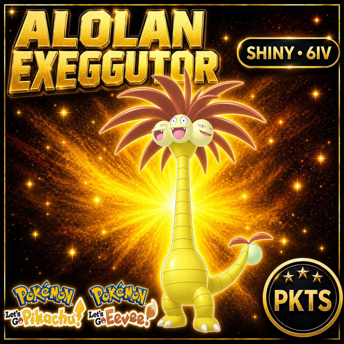 Shiny Alolan Exeggutor for Pokémon Let’s Go Pikachu and Let’s Go Eevee, 6IV – PKTS