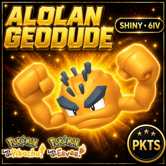 Shiny Alolan Geodude for Pokémon Let’s Go Pikachu and Let’s Go Eevee, 6IV – PKTS