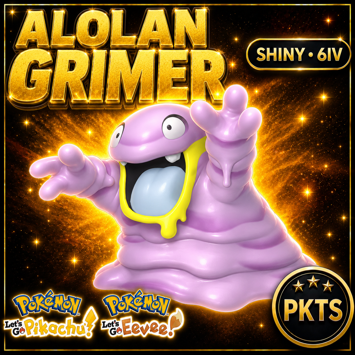 Shiny Alolan Grimer for Pokémon Let’s Go Pikachu and Let’s Go Eevee, 6IV – PKTS