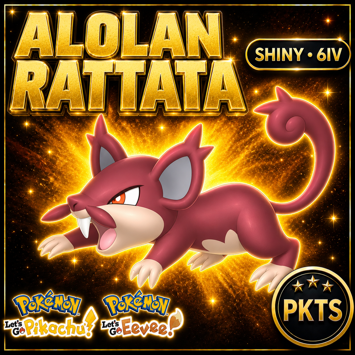 Shiny Alolan Rattata 6IV — Pokémon Let’s Go Pikachu & Let’s Go Eevee — PKTS